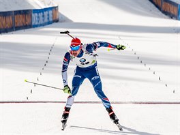 Michal Krm v cli sprintu ve slovinsk Pokljuce