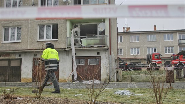 Vbuch propanbutanov lahve v bytovm dom v Drahotn na Domalicku.