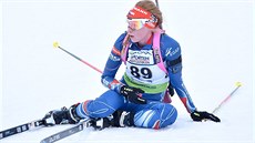 VYČERPÁNÍ. Markéta Davidová se vydýchává v norském Beitostolenu. VYČERPÁNÍ. Markéta Davidová se vydýchává v norském Beitostolenu.