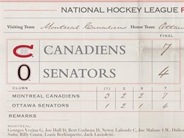Takhle vypadaly zpisy prvnch zpas NHL, kter se konaly 19. prosince 1917.