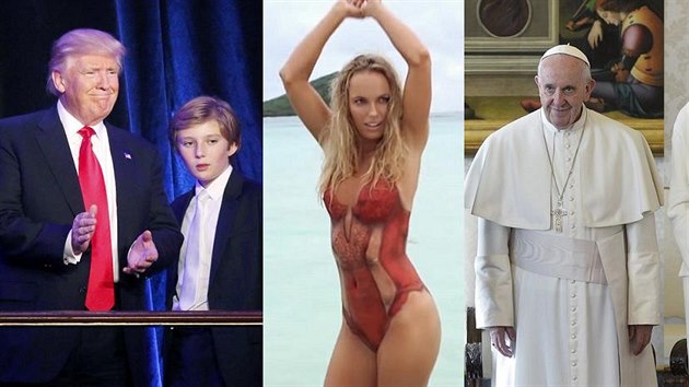 Donald Trump a jeho syn Barron, Caroline Wozniack, pape Frantiek a monack knna Charlene
