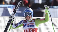 Slovinská lyžařka Ilka Štuhecová po vítězství ve sjezdu ve Val d'Isere. Slovinská lyžařka Ilka Štuhecová po vítězství ve sjezdu ve Val d'Isere.