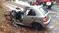 Snímek ze smrtelné dopravní nehody na silnici 441 poblíž sjezdu z dálnice D1 na... Snímek ze smrtelné dopravní nehody na silnici 441 poblíž sjezdu z dálnice D1 na...