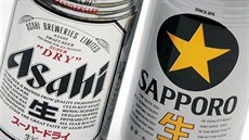 Japonské pivo Asahi a jeho tamní nejvtí rival Sapporo.