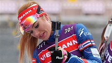 eská biatlonistka Gabriela Koukalová na tréninku v Novém Mst na Morav.