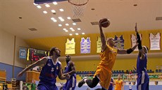 Michal Norwa (v oranžovém) z Prostějova v duelu s Ostravou. Michal Norwa (v oranžovém) z Prostějova v duelu s Ostravou.
