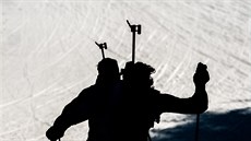 Momentka z mužské štafety v Pokljuce Momentka z mužské štafety v Pokljuce
