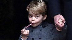 Princ George po vánoní bohoslub (Englefield, 25. prosince 2016)
