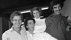 Harrison Ford, Anthony Daniels, Carrie Fisherová a Peter Mayhew (Los Angeles,...