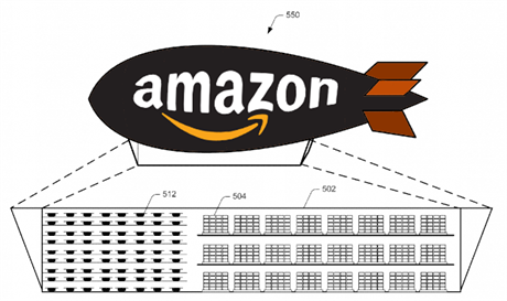 Amazon si patentoval mobilní skladit pipevnné ke vzducholodi