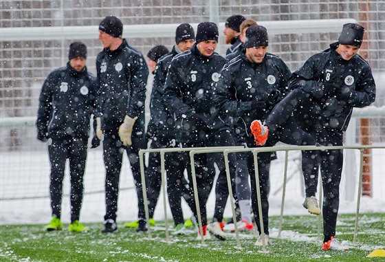 Zimní trénink fotbalist Hradce Králové.