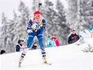 Eva Puskarkov na trati zvodu s hromadnm startem v Oberhofu
