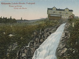 Historick pohlednice Labsk boudy.