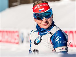 Lucie Charvátová během nástřelu před sprintem v Oberhofu Lucie Charvátová během nástřelu před sprintem v Oberhofu