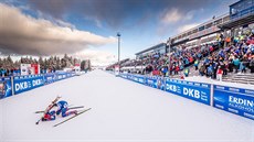 VYERPÁNÍ. Gabriela Koukalová v cíli sprintu v nmeckém Oberhofu.