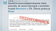Twitterový účet Centra proti terorismu a hybridním hrozbám (CTHH MV) Twitterový účet Centra proti terorismu a hybridním hrozbám (CTHH MV)
