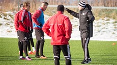 Kouč David Horejš udílí pokyny na tréninku Českých Budějovic. Kouč David Horejš udílí pokyny na tréninku Českých Budějovic.
