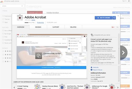 Adobe Acrobat jako doplnk Chromu