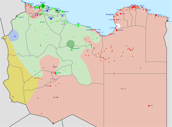 Politick situace v Libyi k 7. prosinci 2016. Vlda nrodn jednoty a spojenci...