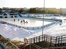 Na míst, kde stával legendární hokejový stadion za Luánkami, je nyní veejné...