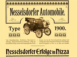 Jeden z prvních reklamních tisk firmy Nesselsdorfer...