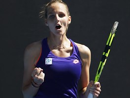 esk tenistka Kristna Plkov se raduje z postupu do 3. kola Australian Open,