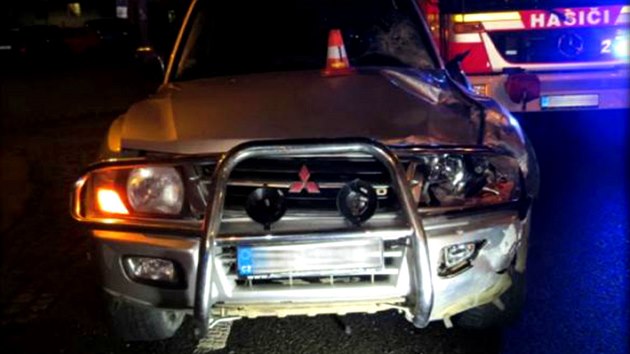 Ternn automobil Mitsubishi Pajero po tragick nehod v lednu 2016.