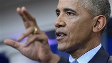 Konící americký prezident Barack Obama na poslední tiskové konferenci (18....