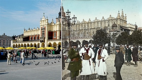Hlavní námtí v Krakov v souasné podob a kolem roku 1895