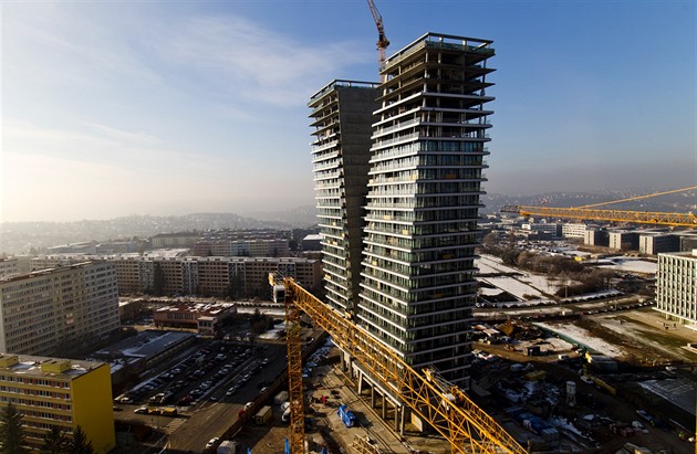 V Tower na praské Pankráci (stav v lednu 2017).