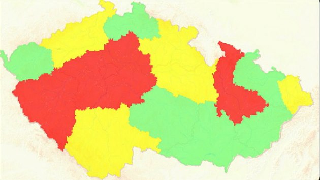 istota ovzdu v R v pondl 23. ledna 2017 ve 12:32 hodin. lut jsou vyznaeny kraje s vyhlenou smogovou situac, erven ty s regulac