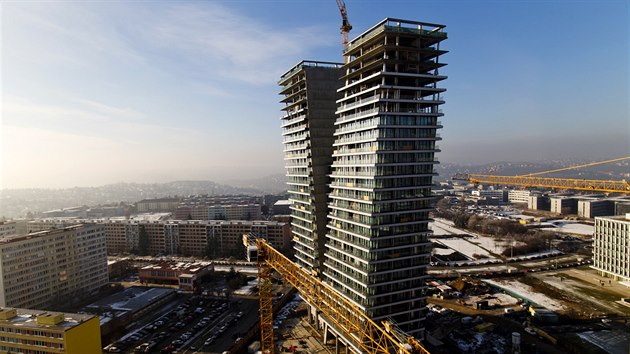 V Tower na praské Pankráci (stav v lednu 2017).