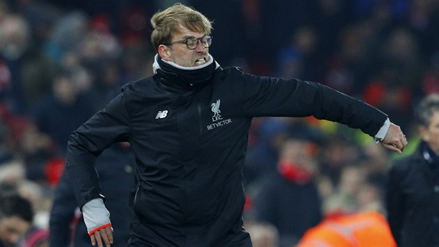 Liverpoolsk trenr Jrgen Klopp bhem semifinle Ligovho pohru proti Southamptonu.