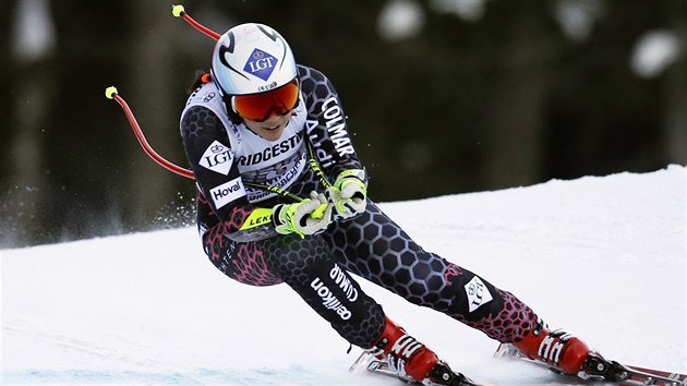 Lichtentejnsk lyaka Tina Weiratherov na trati superobho slalomu v Ga-Pa.