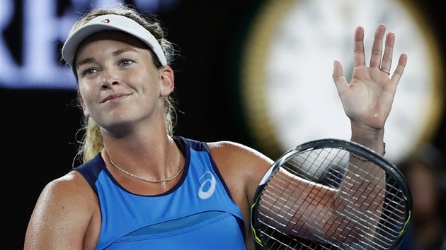 Coco Vandewegheov a jej radost po postupu do tvrtfinle Australian Open.