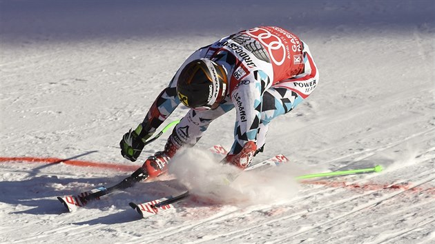 Marcel Hirscher v cli obho slalomu v Garmisch-Partenkirchenu