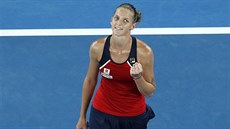 Česká tenistka Karolína Plíšková slaví postup do čtvrtfinále Australian Open. Česká tenistka Karolína Plíšková slaví postup do čtvrtfinále Australian Open.