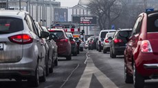 Smog v Praze. Auta na praské magistrále (20.1.2017)