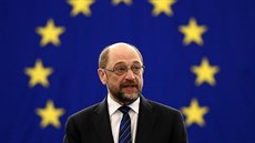 Martin Schulz při projevu v Evropském parlamentu. Martin Schulz při projevu v Evropském parlamentu.