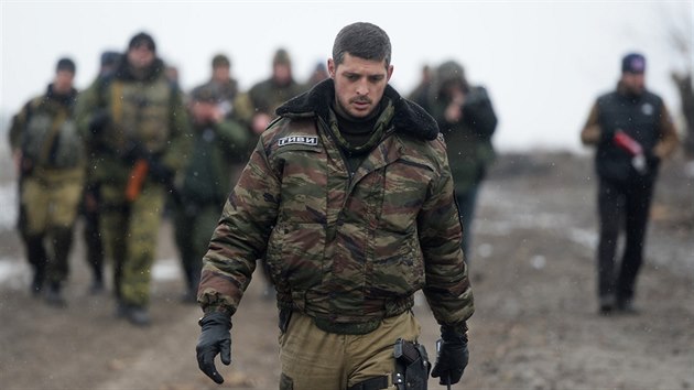 Separatistick velitel MIchail Givi Tolstych nedaleko donckho letit (16. nora 2015)