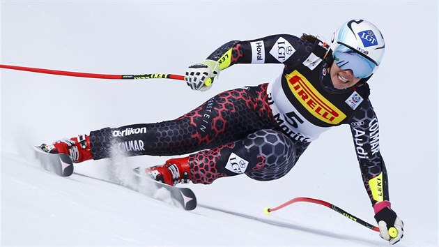 Tina Weiratherov na trati superobho slalomu na MS ve Svatm Moici.