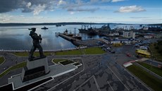 Severomorsk, domovský pístav ruského Severního lostva (30. ervence 2016)