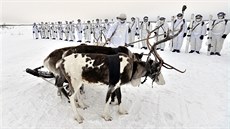 Cviení písluník ruské arktické mechanizované pchotní brigády Severního...