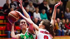 Anna Hrušková (vpravo) z Hradce Králové brání Veroniku Remenárovou z KP Brno. Anna Hrušková (vpravo) z Hradce Králové brání Veroniku Remenárovou z KP Brno.