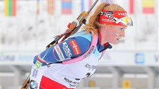 Anna Tkadlecová na trati sprintu na mistrovství Evropy juniorů v biatlonu v... Anna Tkadlecová na trati sprintu na mistrovství Evropy juniorů v biatlonu v...
