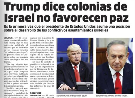 Pátení íslo listu El Nacional, ve kterém se místo Donalda Trumpa objevil...