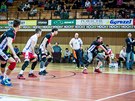 Momentka z duelu volejbalist eských Budjovic (erná) a Karlovarska