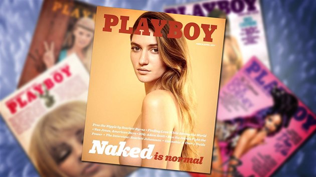 Do pnskho asopisu Playboy se po letech vrac nahota. Na snmku je tituln strana magaznu pro bezen a duben 2017.