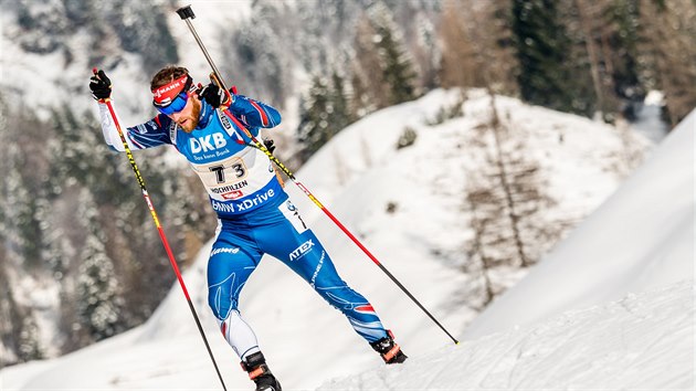 Michal lesingr na tetm seku tafety na mistrovstv svta v Hochfilzenu