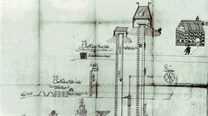 Mapa cínového dolu Mauritius na Hebené (1596).